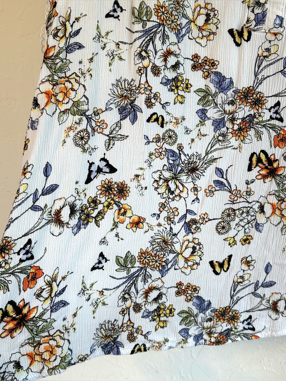 Indigo Rose White/Multi Butterfly Floral Lace Detail Flowy Boho Blouse Top Sz 2X - Picture 3 of 8